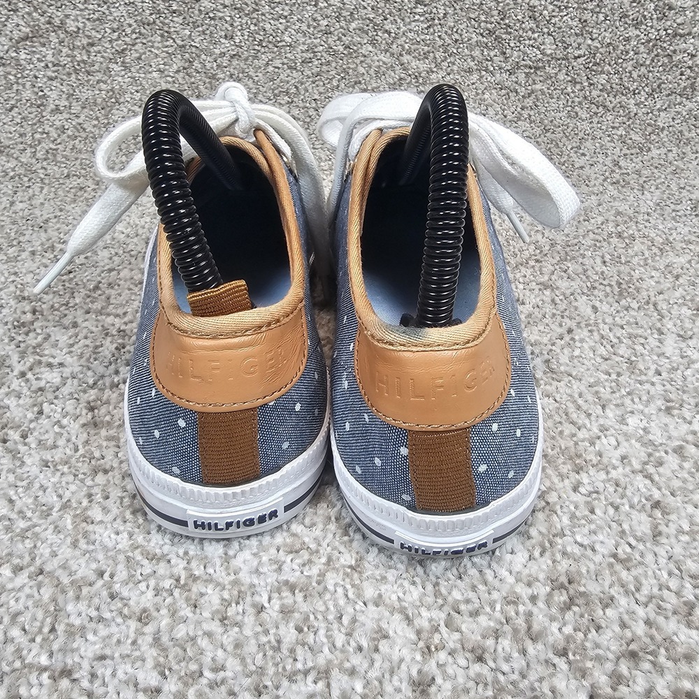 TOMMY HILFIGER Twalovie Casual Sneakers Women's 7 M Blue Polkadots Denim Shoes - Picture 5 of 15